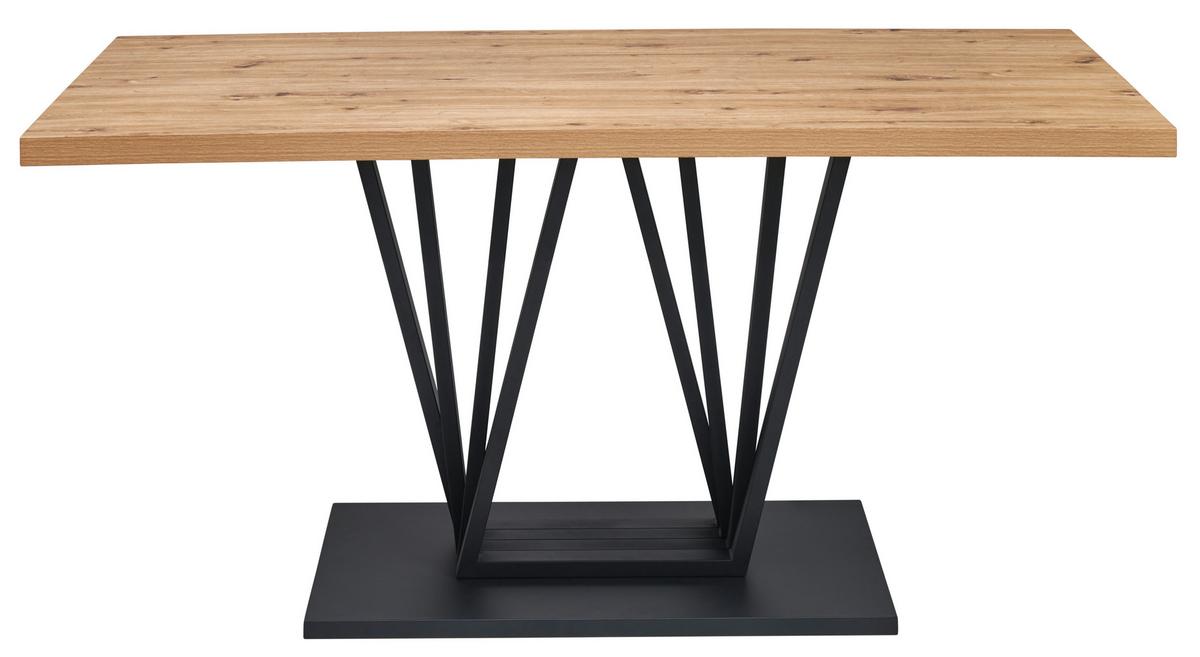 Jedilna Miza Brad, Barva Hrasta, 160x90 - črna/hrast artisan, Konvencionalno, kovina/leseni material (160/75/90cm) - MID.YOU