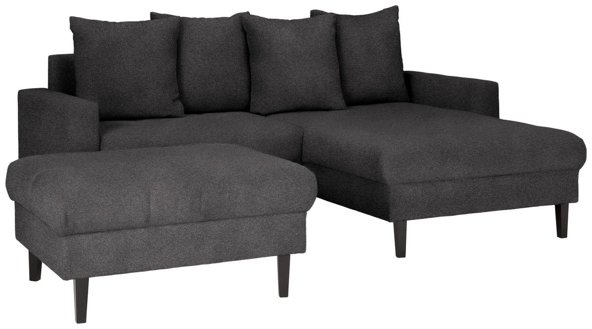 Ecksofa Boston Dunkelgrau - Dunkelgrau/Schwarz, Konventionell, Holz/Textil (215/92/160cm) - Based