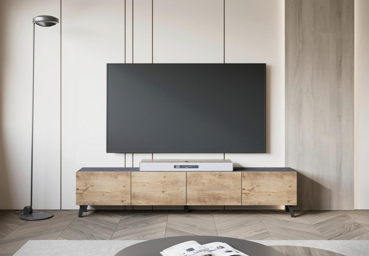 Lowboard Phuket Anthrazt/Kastanieneiche - Kastanieneichefarben/Anthrazit, Design, Holz/Holzwerkstoff (190/40/32cm) - Livetastic