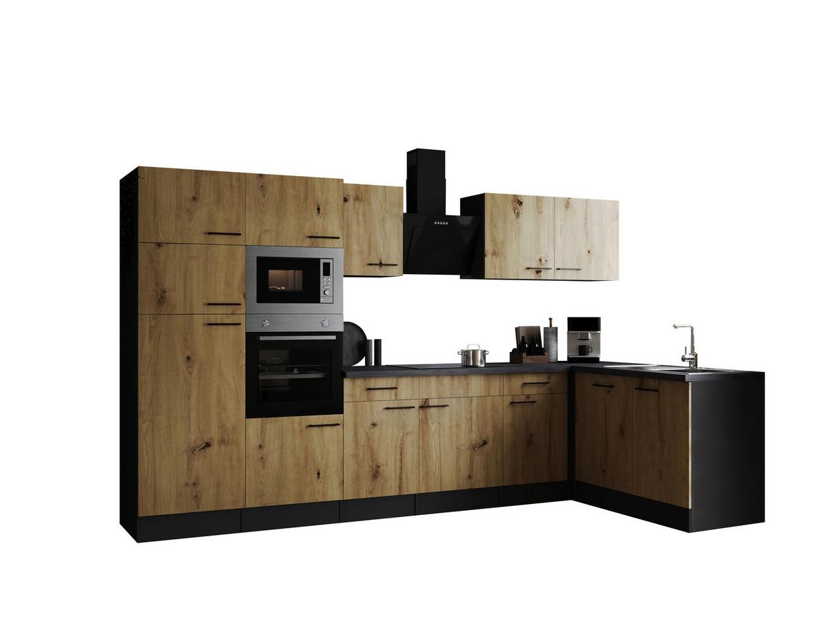 Kotna Kuhinja Z Aparati Oliver, 340x172cm - črna/siva, Design, kovina/leseni material (340/172cm) - Respekta