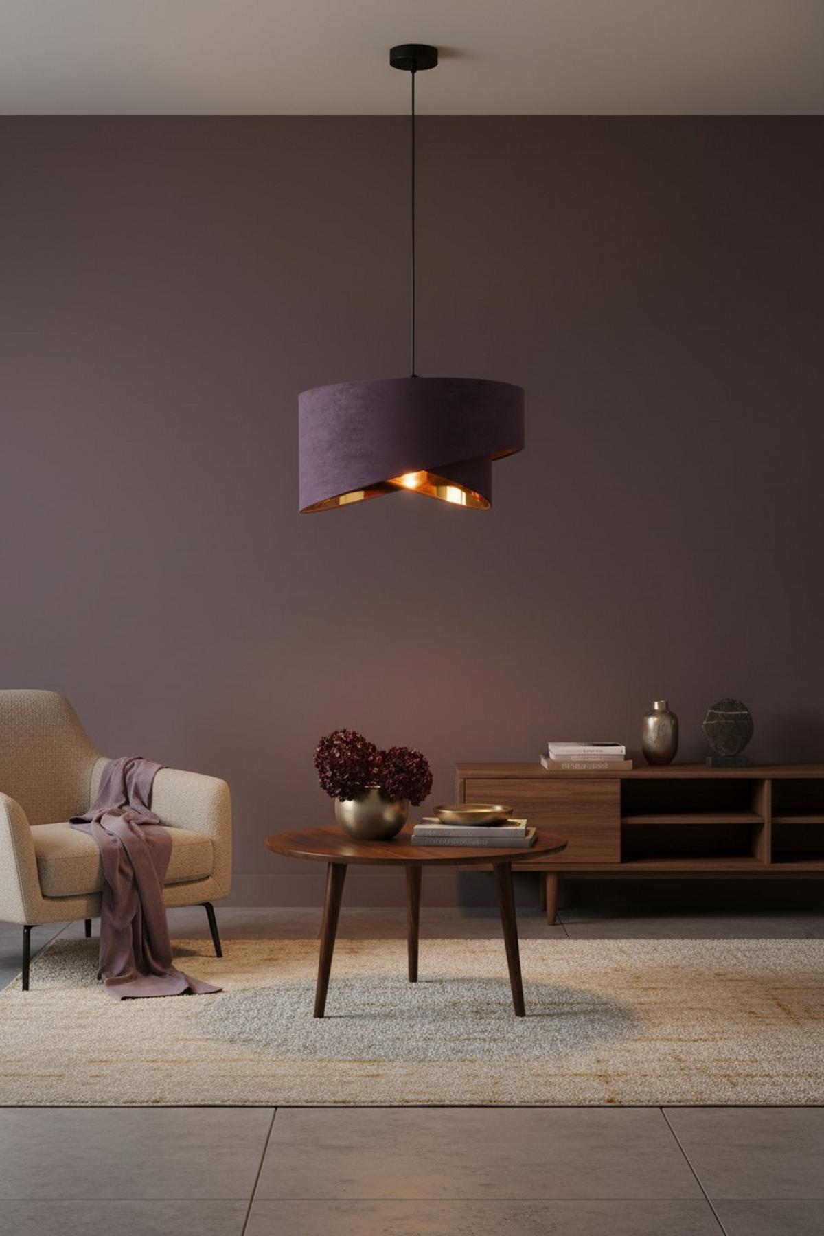 LAMPA WISZĄCA PAULA - brązowy, Trend, metal/tkanina (45/130cm) - Novel