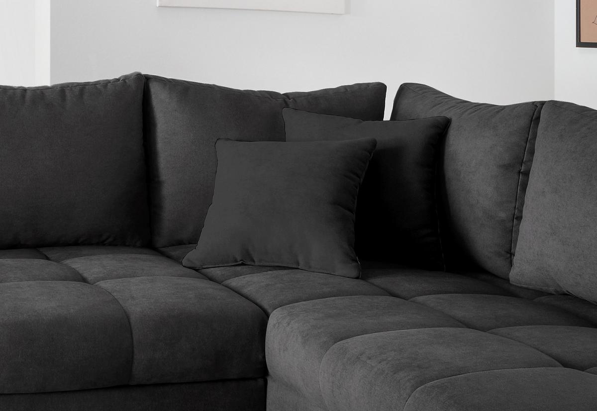 Wohnlandschaft Alvito Schwarz Nylon/Mikrofaser - Silberfarben/Schwarz, Design, Holz/Textil (298/202cm) - MID.YOU