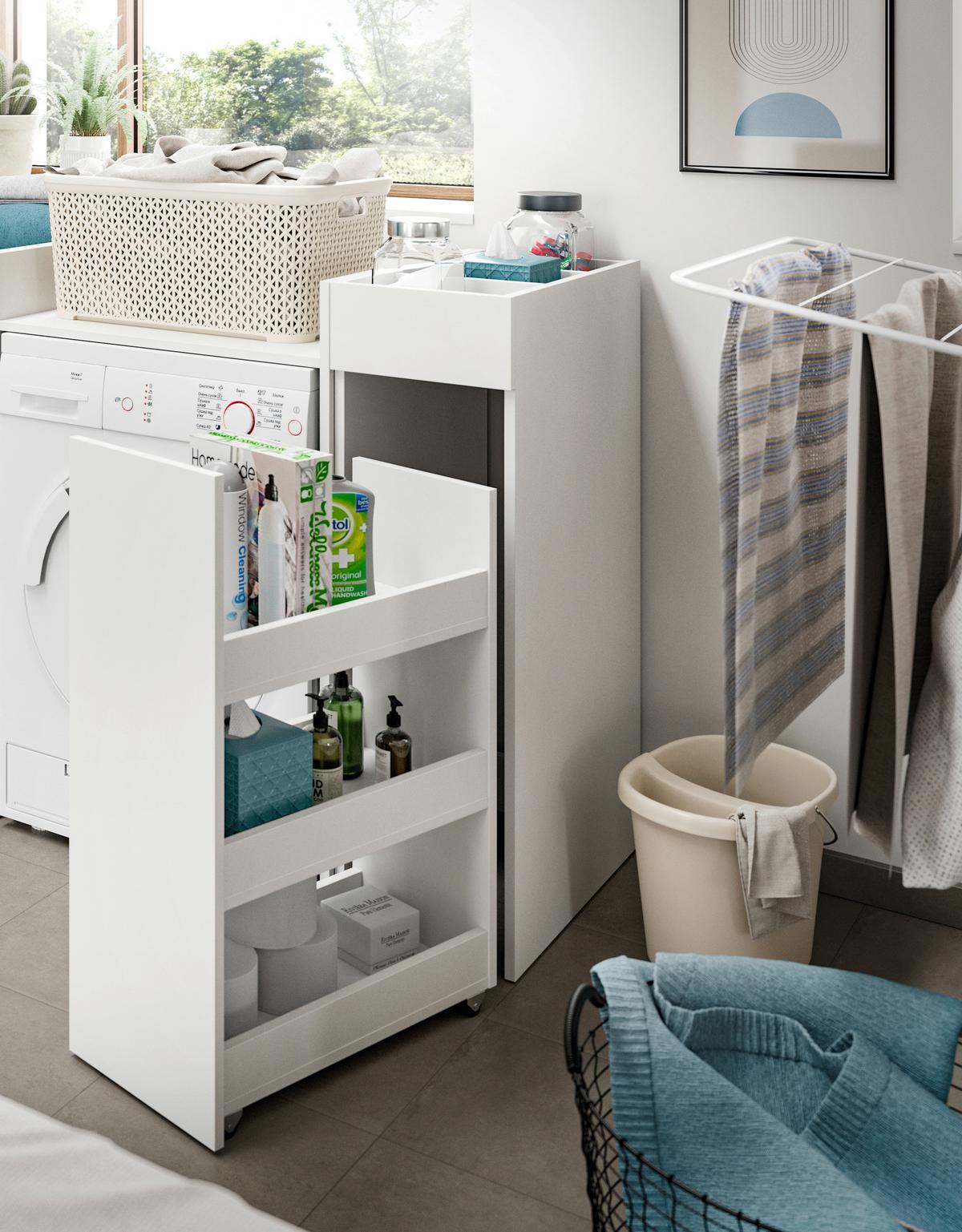 Omarica Za Pralni Stroj Free, Bela - bela, Moderno, leseni material (95/101/60cm) - MID.YOU