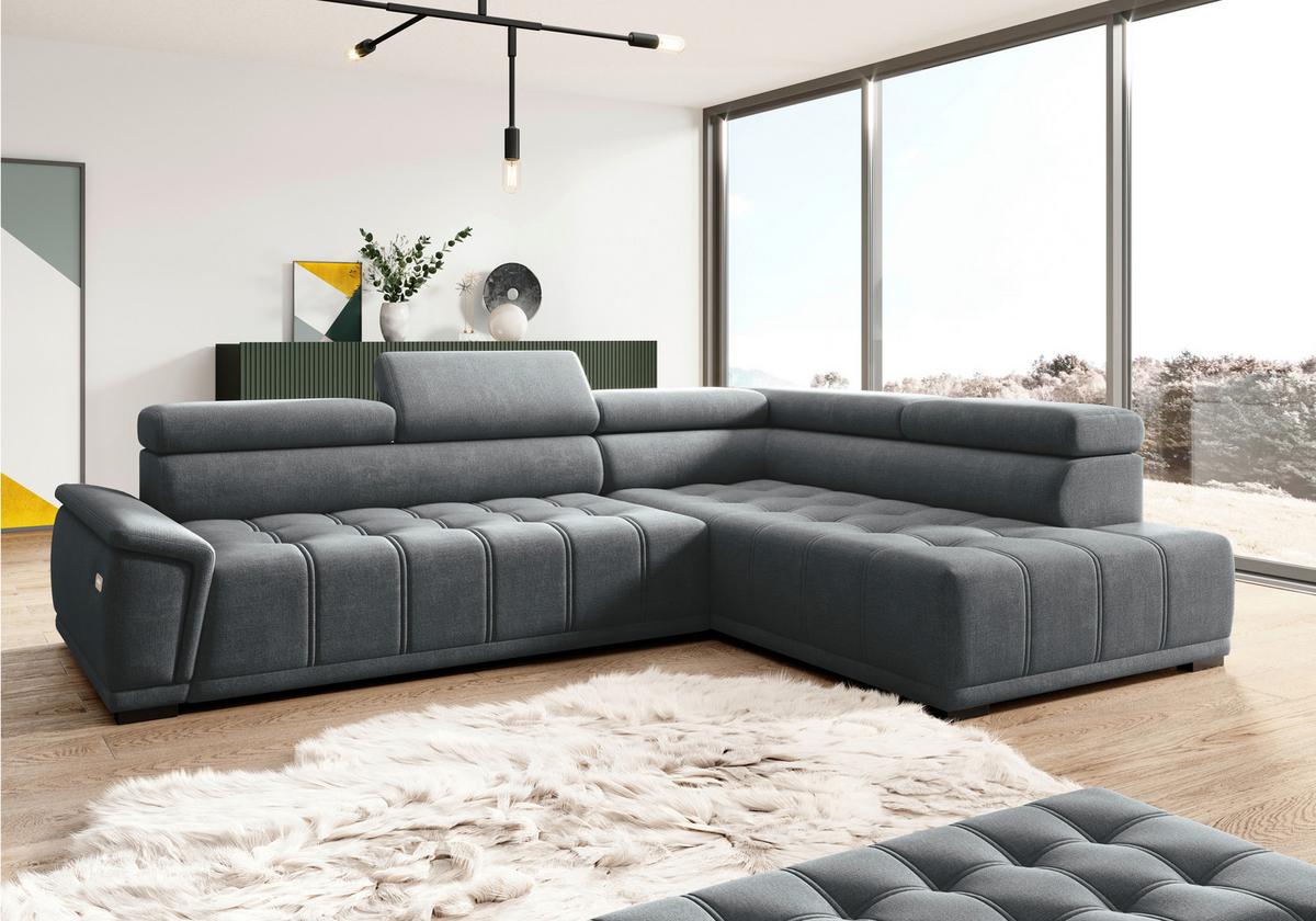 Kutna Garnitura Gremio - crna/antracit, Moderno, tekstil/plastika (283/106cm) - Modern Living