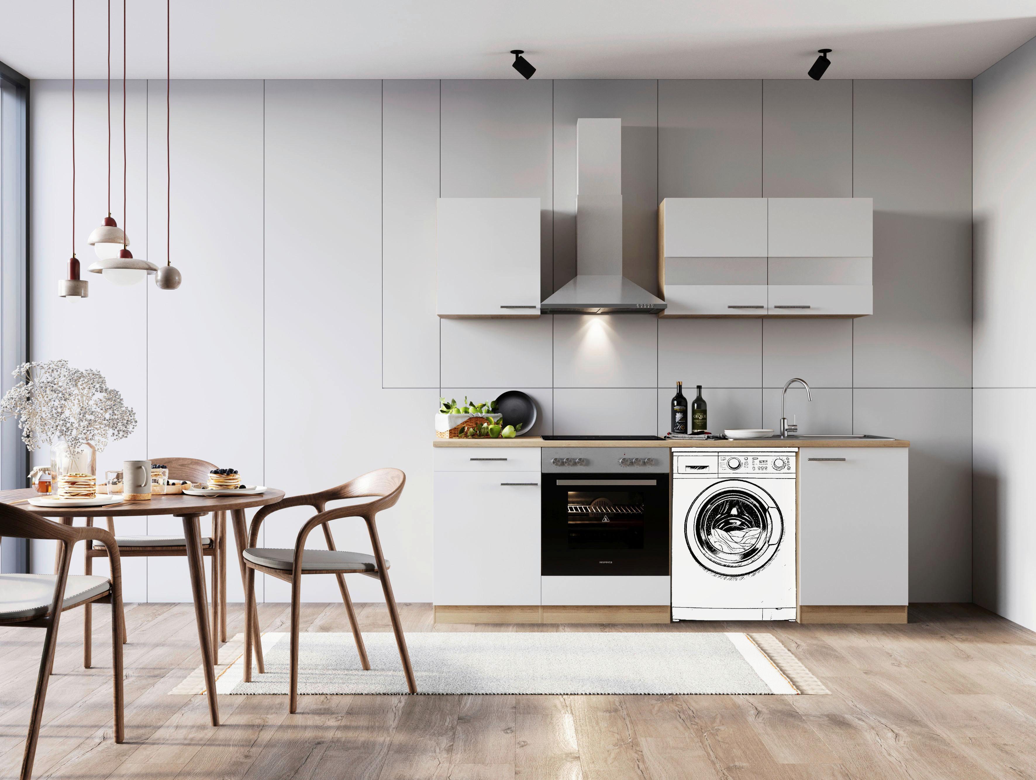 Kuhinjski Blok Z Aparati Merle, 220cm - barve nerjavečega jekla/črna, Basics, kovina/steklo (220cm) - Respekta