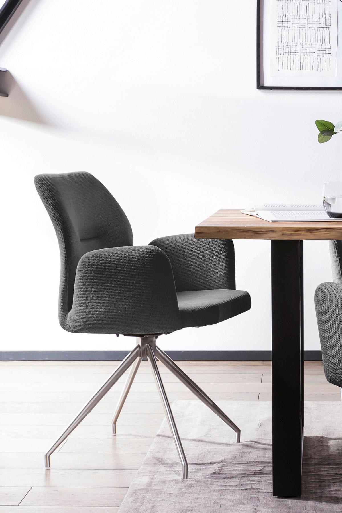 Naslanjač Sofija, Temno Siva, Vrtljiv - srebrne barve/temno siva, Moderno, kovina/tekstil (60/89/62cm) - Livetastic