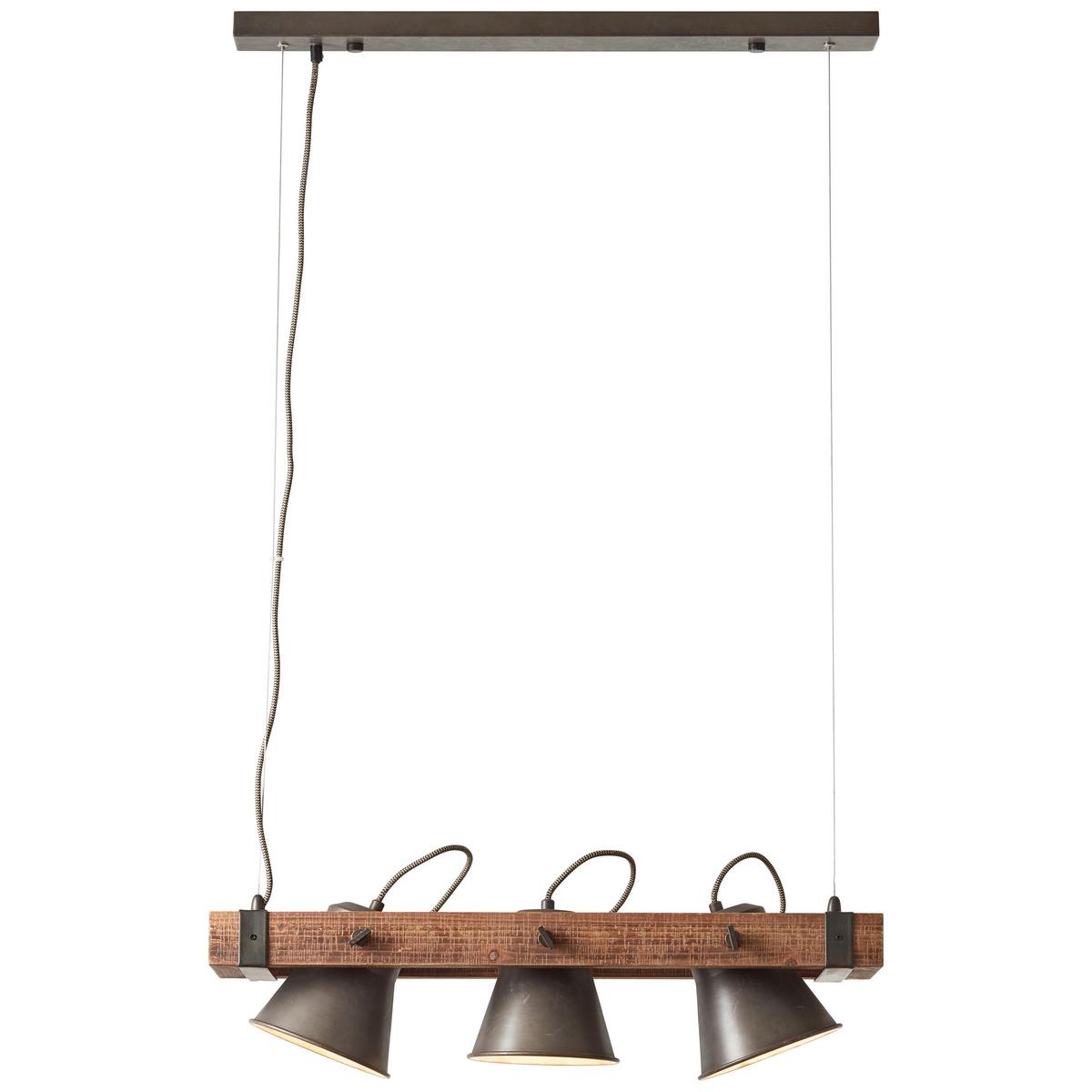 Hängeleuchte Plow in Schwarz max. 10 Watt - Schwarz, Design, Holz/Metall (70/115cm) - Brilliant