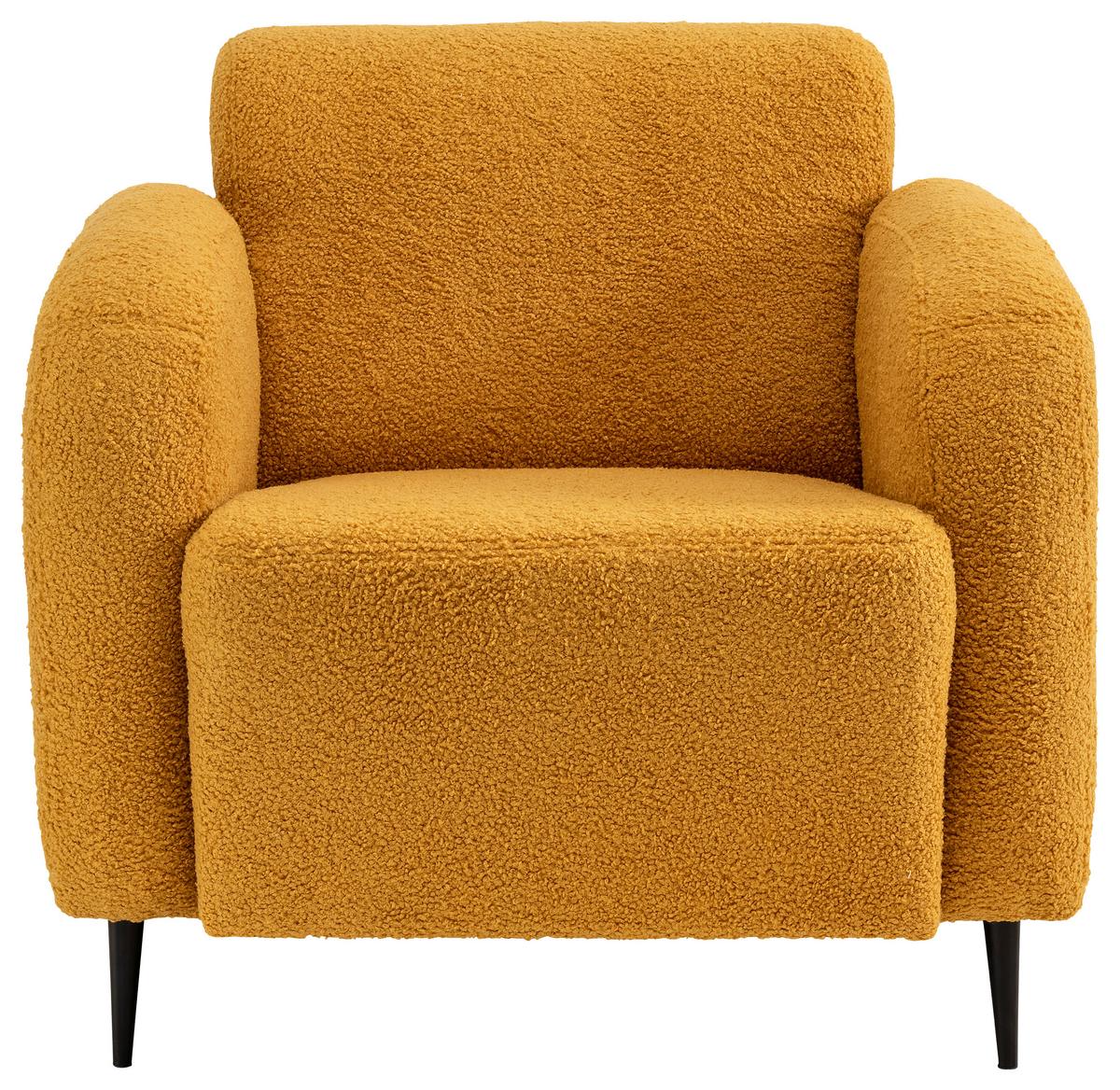 Sessel Marone Gelb Teddystoff - Gelb/Schwarz, MODERN, Textil/Metall (85/76/90cm) - Livetastic