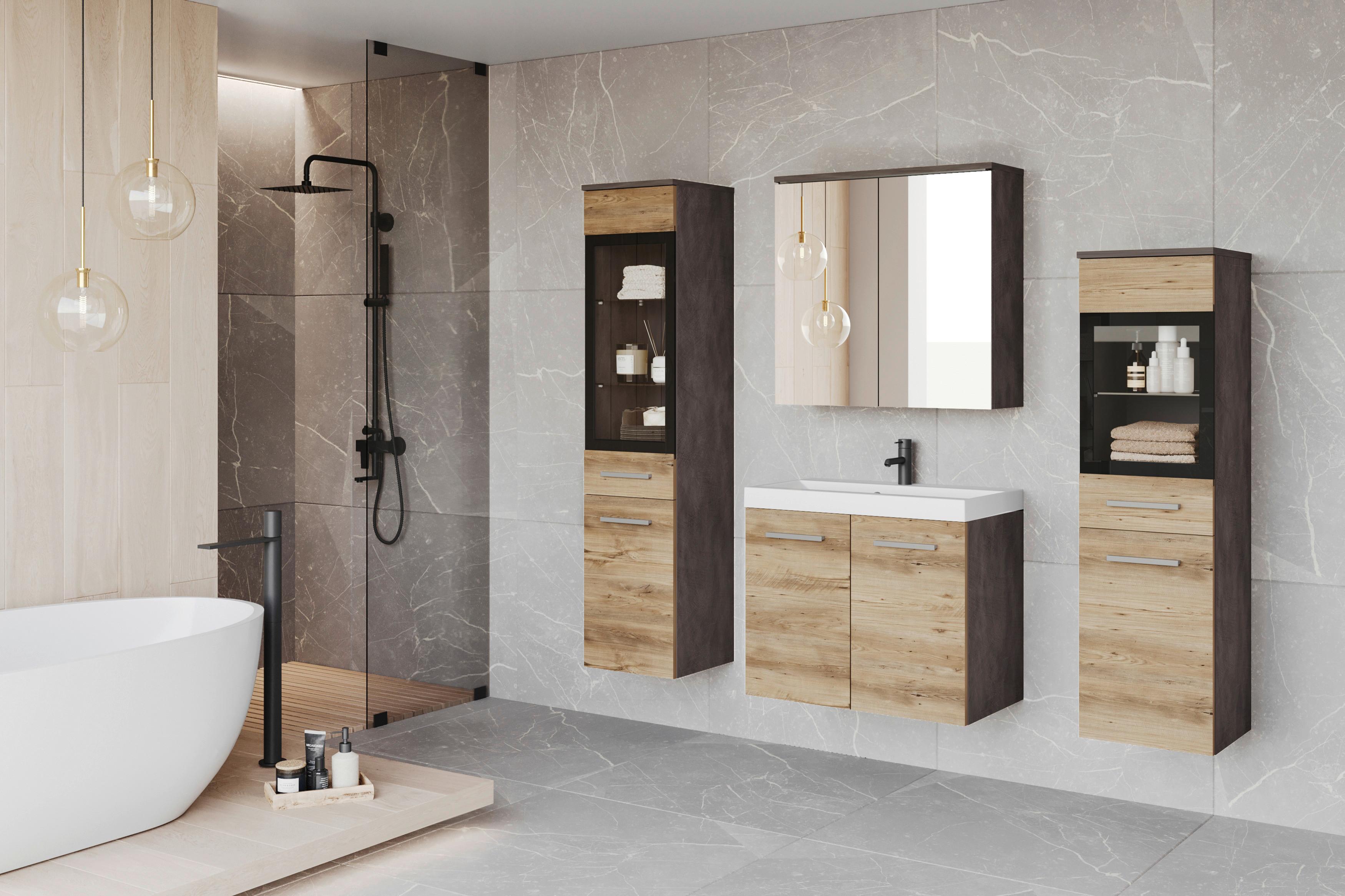 Kupaonica Madrit || - bijela/boje kestenolikog hrasta, Lifestyle, staklo/drvni materijal (120cm) - P & B