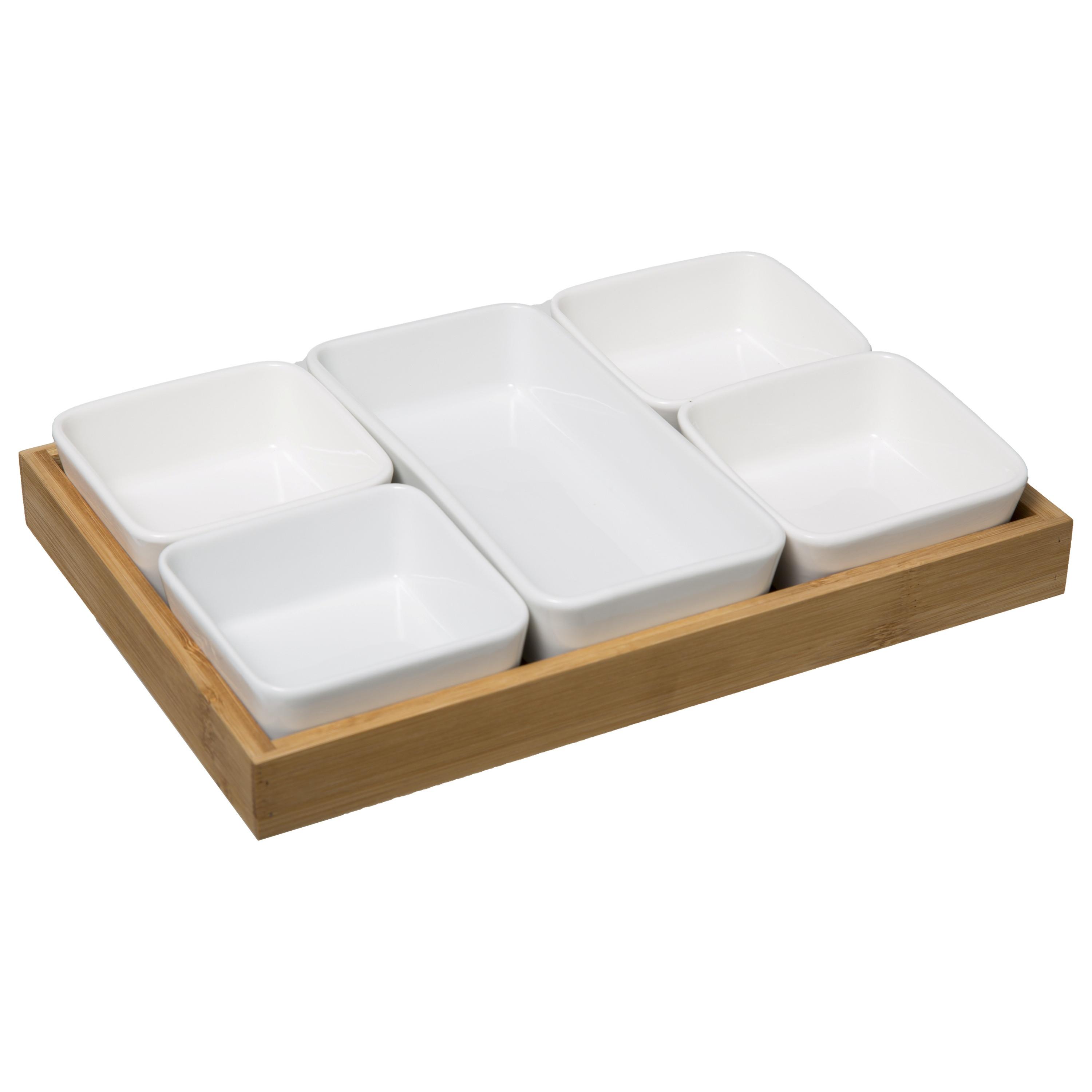 Set Činija Za Umak 6/1 Boa - bela, Osnovno, drvo (27,5/19/4,5cm)