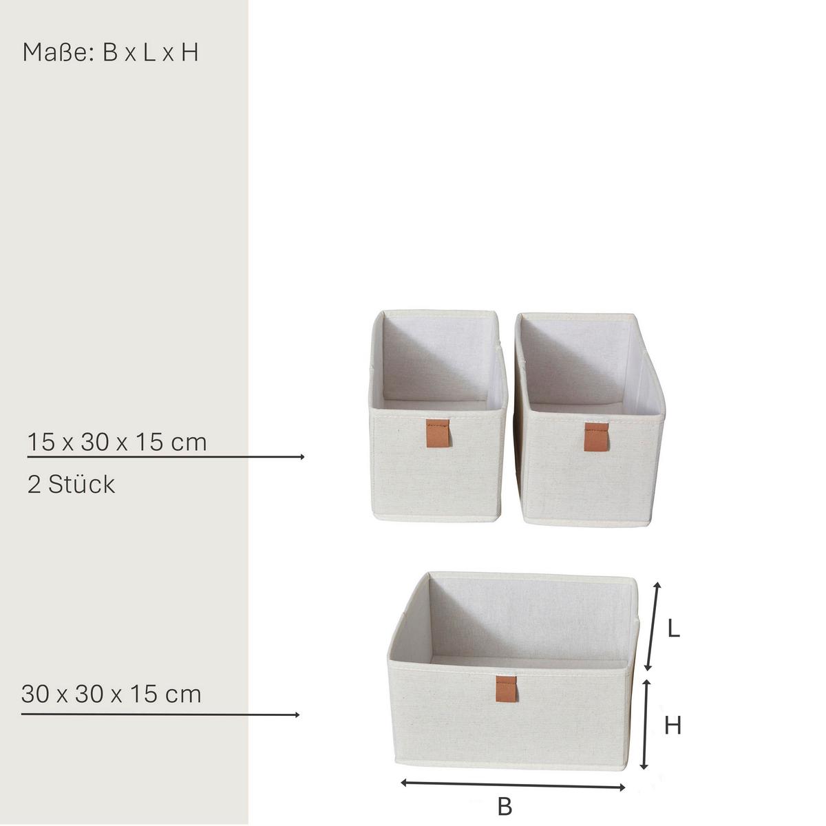 POJEMNIK/PRZECHOWYWANIE-ZESTAW 550061OS - beżowy, Basics, karton/tkanina - LOVE IT STORE IT