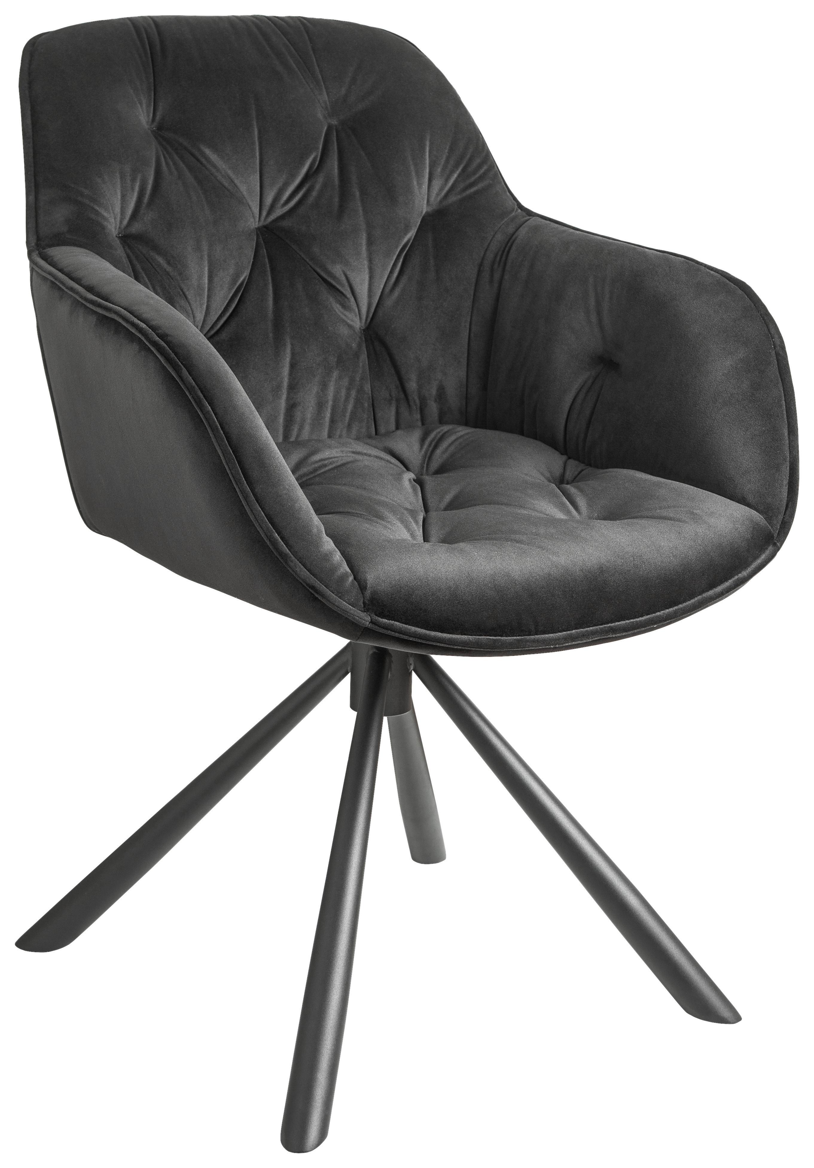 Scaun cu brațe Eileen - negru, Lifestyle, metal/textil (68/86/64cm) - Premium Living