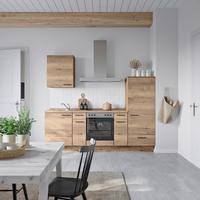 Küchenblock Structura Low m. Geräten Eiche dunkel - Eiche dunkel/Eichefarben, MODERN, Holzwerkstoff/Metall (240cm) - Nobilia