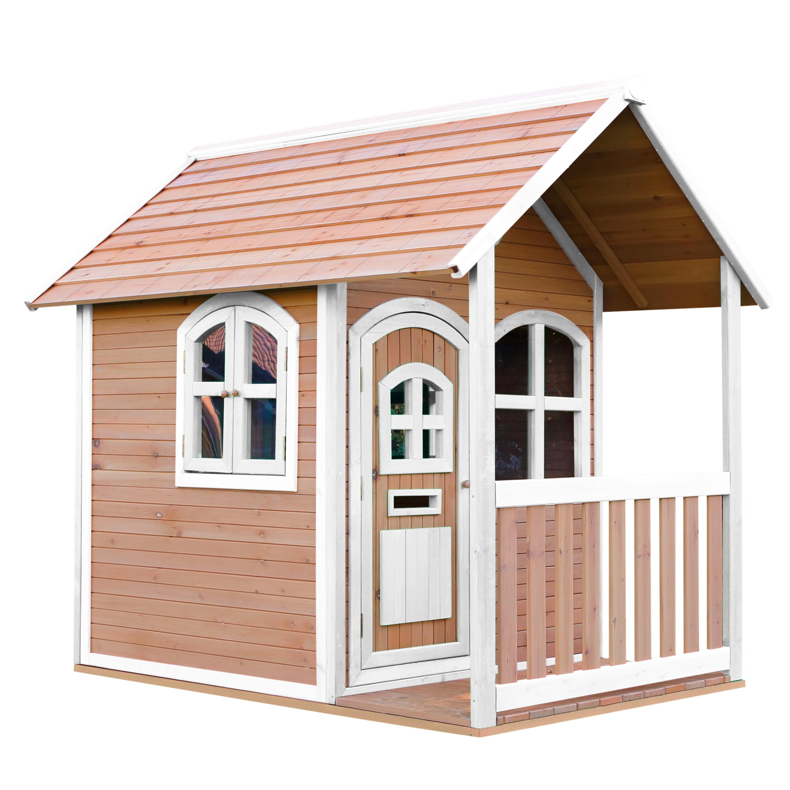 Spielhaus Alex aus Zedernholz - Braun/Weiß, Basics, Holz (137/178/191cm) - Ambia Garden