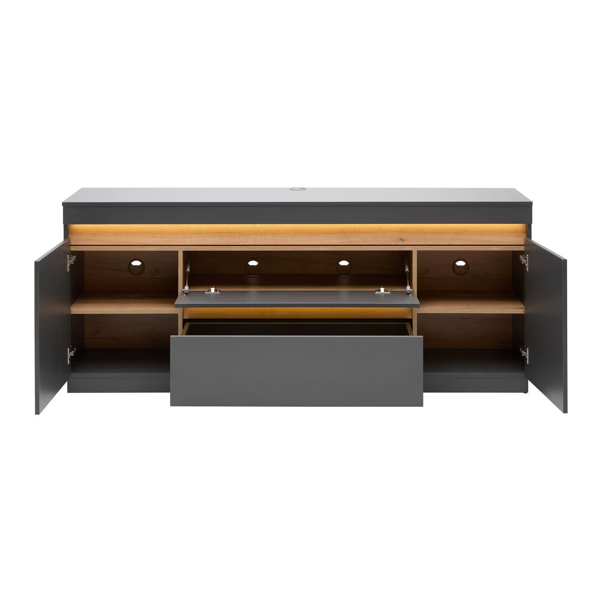 TV-Element Samu Anthrazit/Eichefarben - Eichefarben/Anthrazit, MODERN, Holzwerkstoff/Kunststoff (180/74/40cm) - Mömax