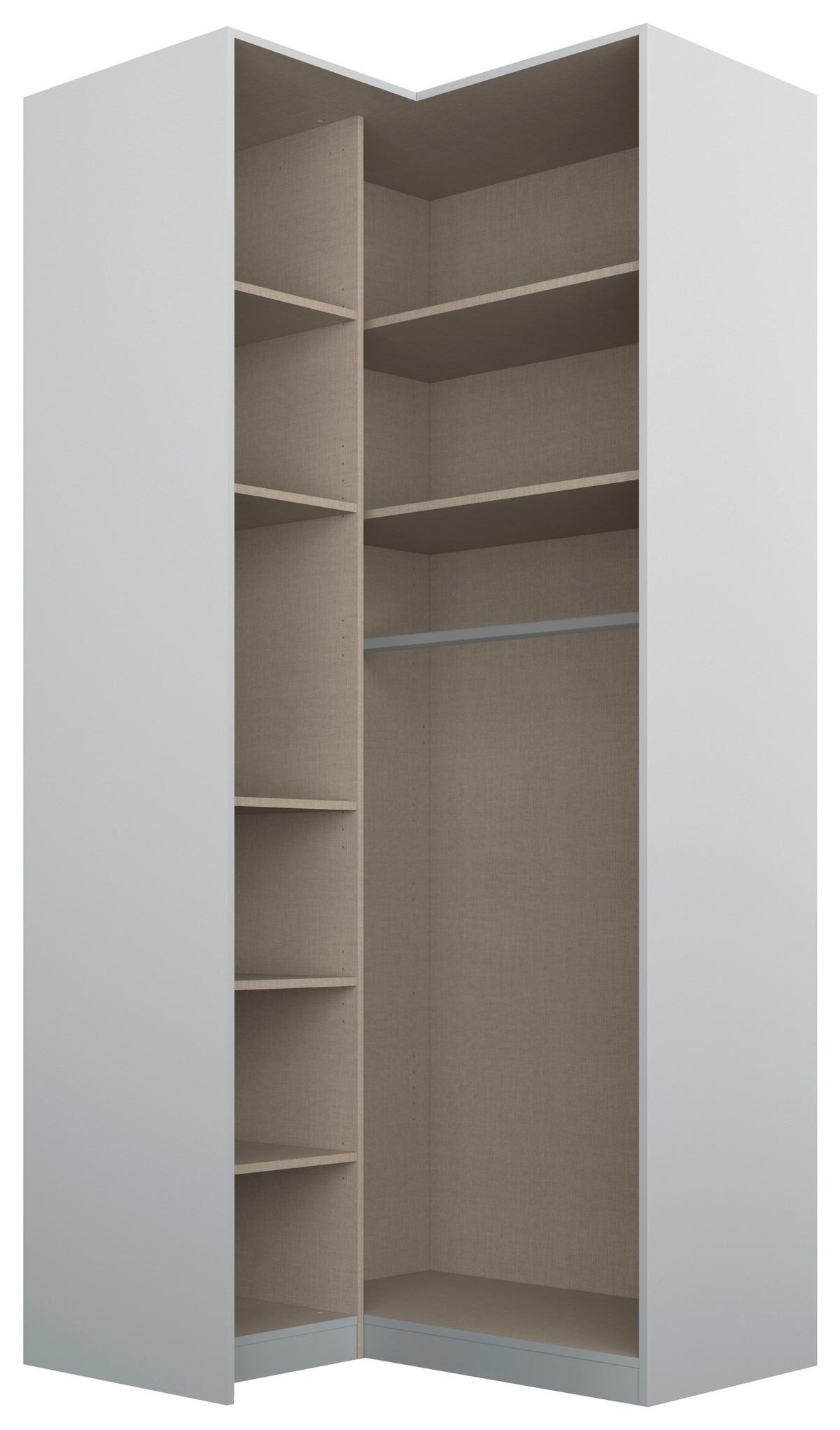DULAP PE COLT ALABAMA - argintiu/transparent, Modern, material pe bază de lemn (100/229/102cm) - Modern Living