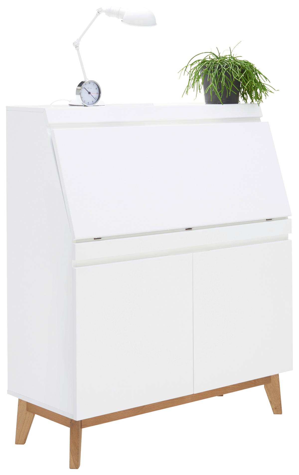 SEKRETARZYK BLANC - kolor dębowy/biały, Modern, materiał drewnopochodny/drewno (96,7/115/40,5cm) - Novel