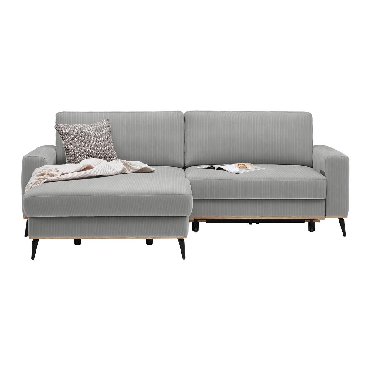Wohnlandschaft Romeo Grau - Schwarz/Grau, KONVENTIONELL, Textil/Metall (167/87/234cm) - Zandiara