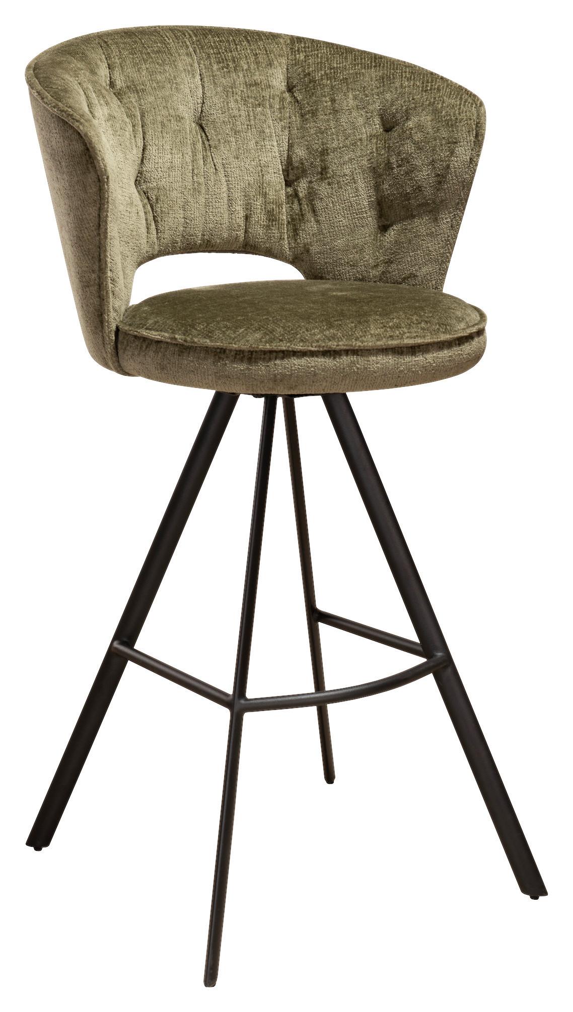 STOŁEK BAROWY KIM - zielony/czarny, Design, metal/tkanina (54/103/54cm) - Novel