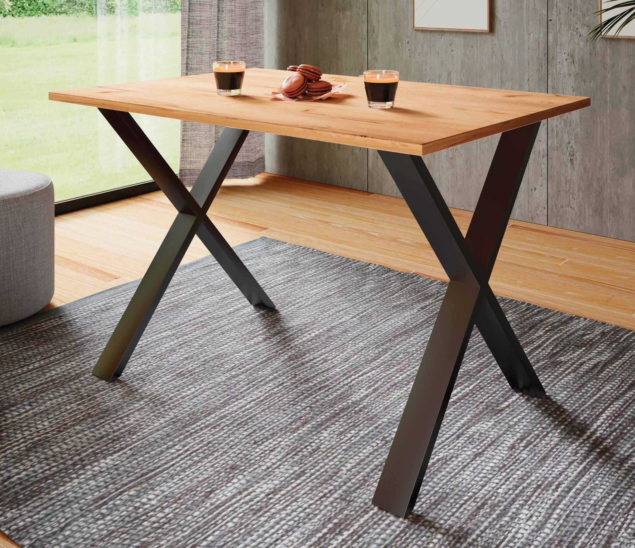 SCHREIBTISCH LONA - Honigeiche/Silberfarben, Design, Holzwerkstoff/Metall (160/76/80cm) - MID.YOU