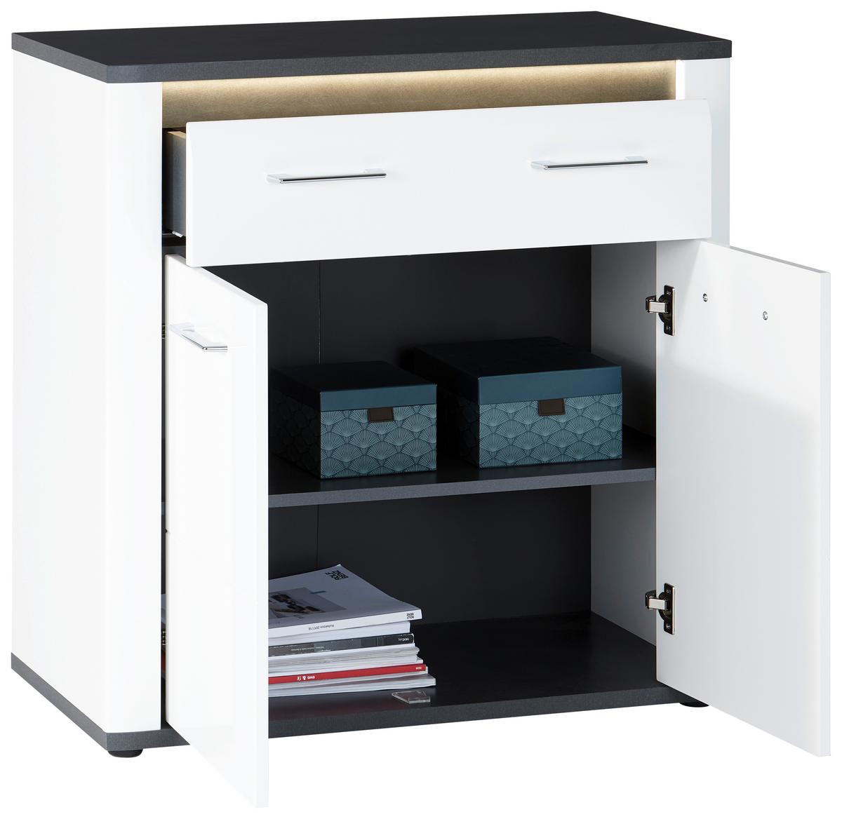 Komoda Alassio - barve kroma/črna, Moderno, kovina/umetna masa (85/86,2/37,6cm) - Mömax