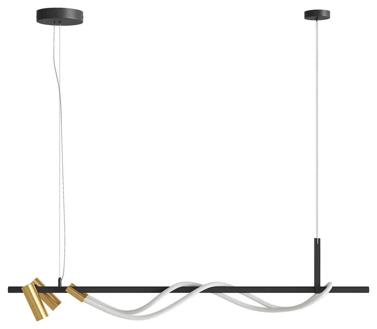 PENDELLEUCHTE TAU - Goldfarben/Schwarz, Basics, Kunststoff/Metall (18/150/140cm) - MAYTONI