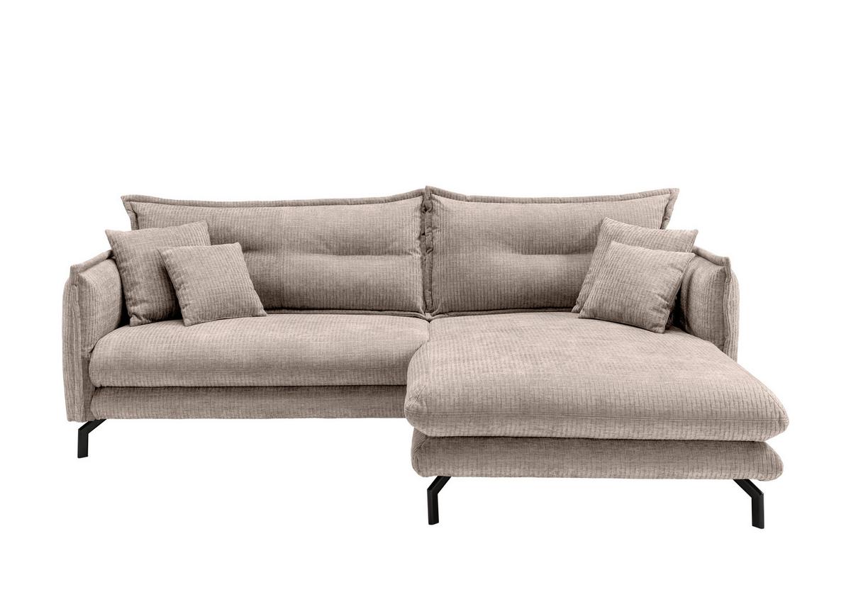 Ecksofa Lava ca. 255x180 cm Beige - Beige/Schwarz, Design, Textil/Metall (255/180cm) - Livetastic