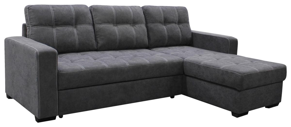 Sedežna Garnitura Mediolan, Z Ležiščem - temno siva/črna, Design, umetna masa/tekstil (240/160cm) - Mömax