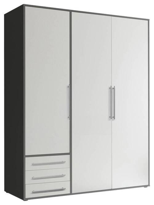 Omara S Klasičnimi Vrati Lyss, Bela, Grafit, 155 Cm - srebrne barve/bela, Moderno, umetna masa/leseni material (155/194/58cm) - Modern Living