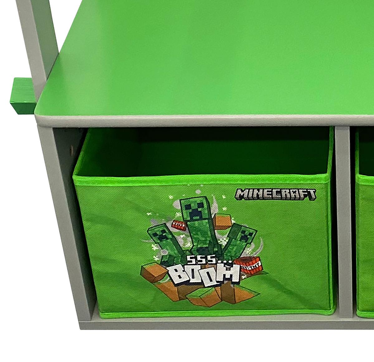 Kindersitzbank Minecraft ca. 66x60x35 cm Grau/Grün/Blau - Multicolor, MODERN, Holzwerkstoff/Textil (65,4/60/35cm) - Minecraft