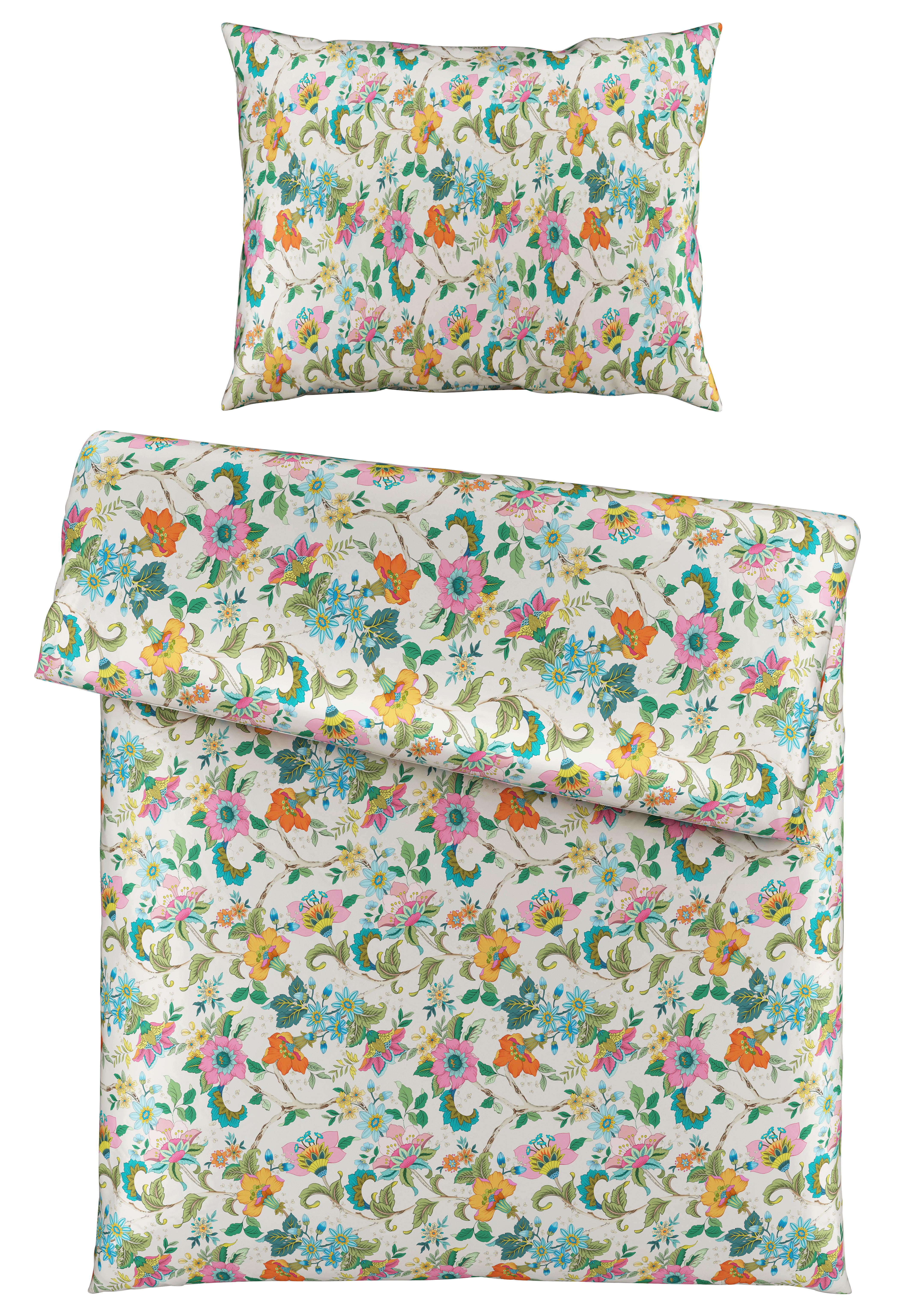 Bettwäsche Kamia Allover Rosa/Türkis ca. 140x200cm - Türkis/Rosa, ROMANTIK / LANDHAUS, Textil (140/200cm) - Mömax