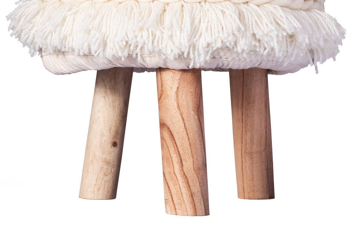 Hocker Bohist 525 Creme - Creme, Trend, Holz/Textil (38/50/38cm) - Kayoom