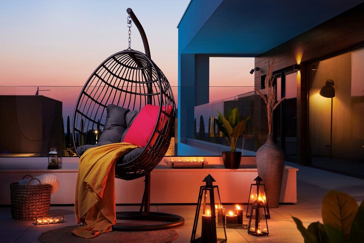 Hängesessel Sava in Anthrazit - Anthrazit, Modern, Kunststoff/Textil (95/190/95cm) - Mömax