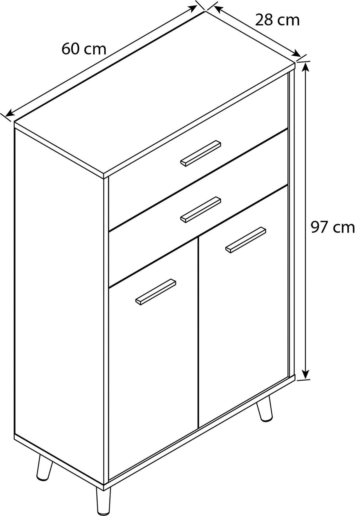 Kommode Landos ca. 60x97 cm Weiß - Honigeiche/Weiß, MODERN, Holzwerkstoff (60/97/28cm) - MID.YOU