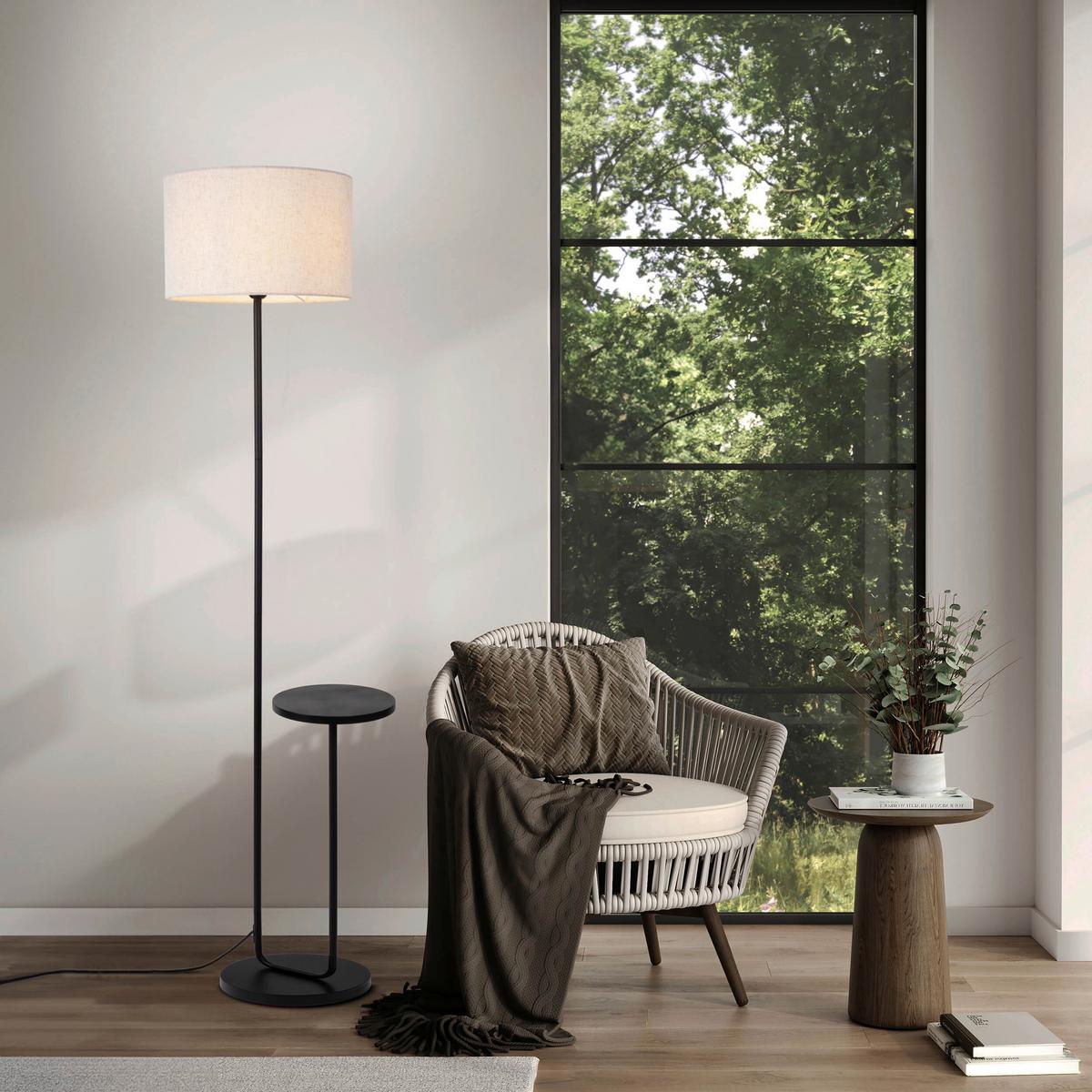 Stehleuchte Tordis Schwarz/Weiß max. 40 Watt - Schwarz/Weiß, KONVENTIONELL, Kunststoff/Textil (50/35/157cm) - Näve