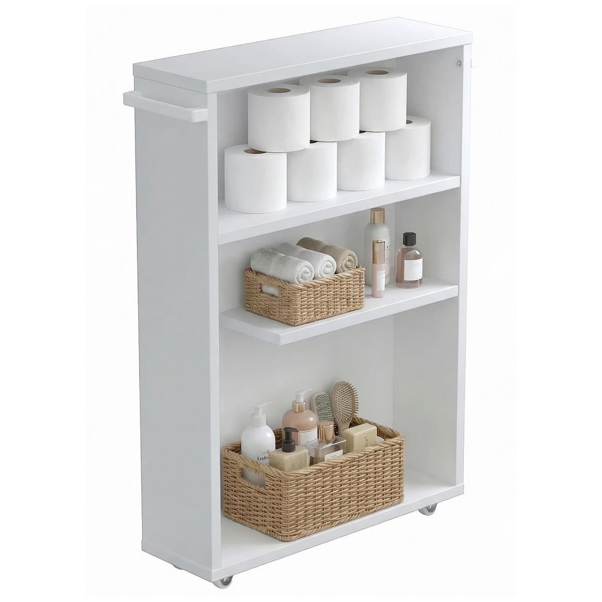 Midischrank Nilari - Weiss/Silberfarben, Trend, Holzwerkstoff/Kunststoff (20/61/45cm) - MID.YOU