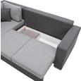 Wohnlandschaft Grau mit Bettfunktion - Dunkelgrau/Silberfarben, KONVENTIONELL, Holz/Textil (264/203cm) - MÖMAX modern living