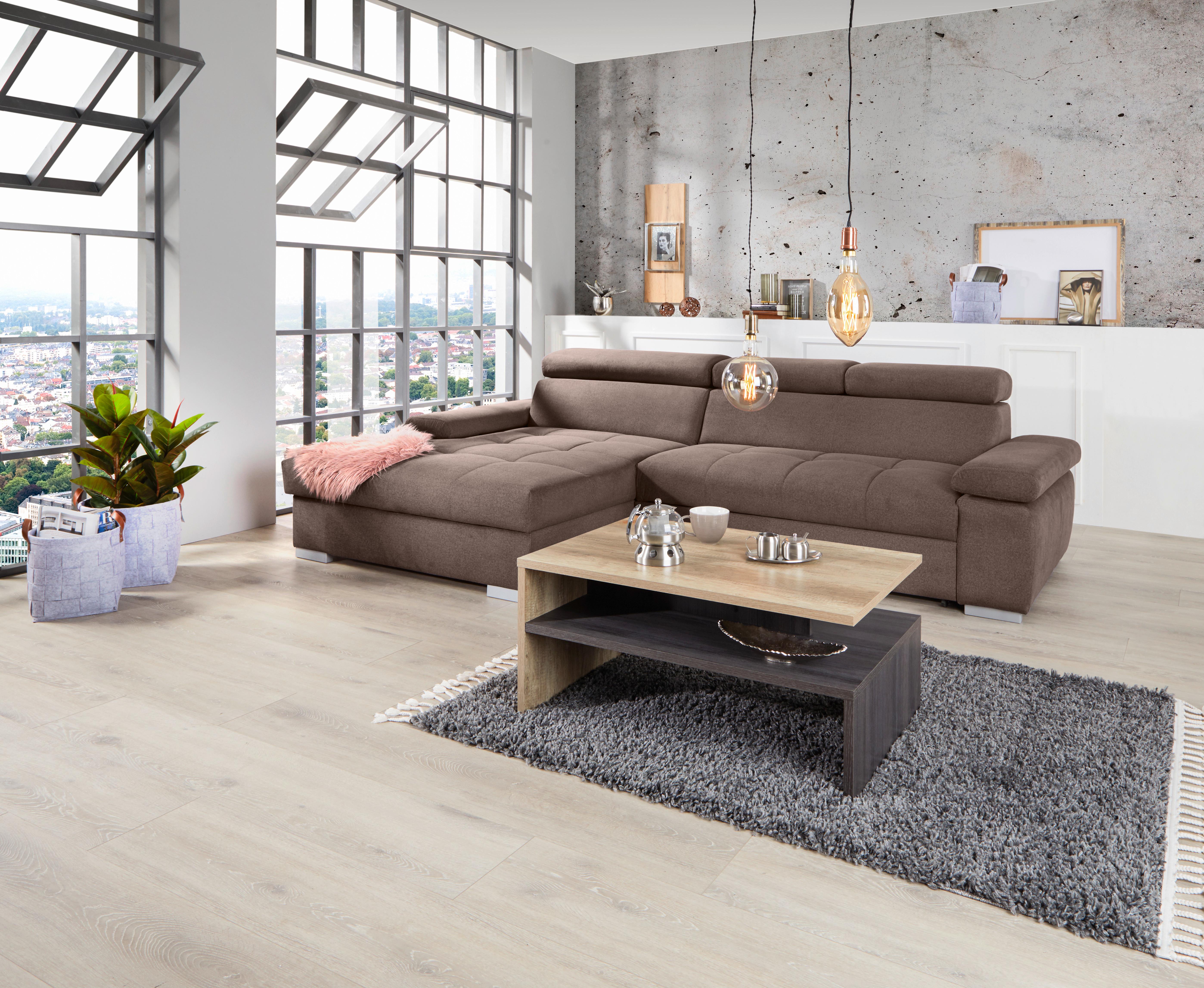 Kutna Garnitura Perry - srebrne boje/smeđa, Design, tekstil/drvo (183/292cm) - Modern Living