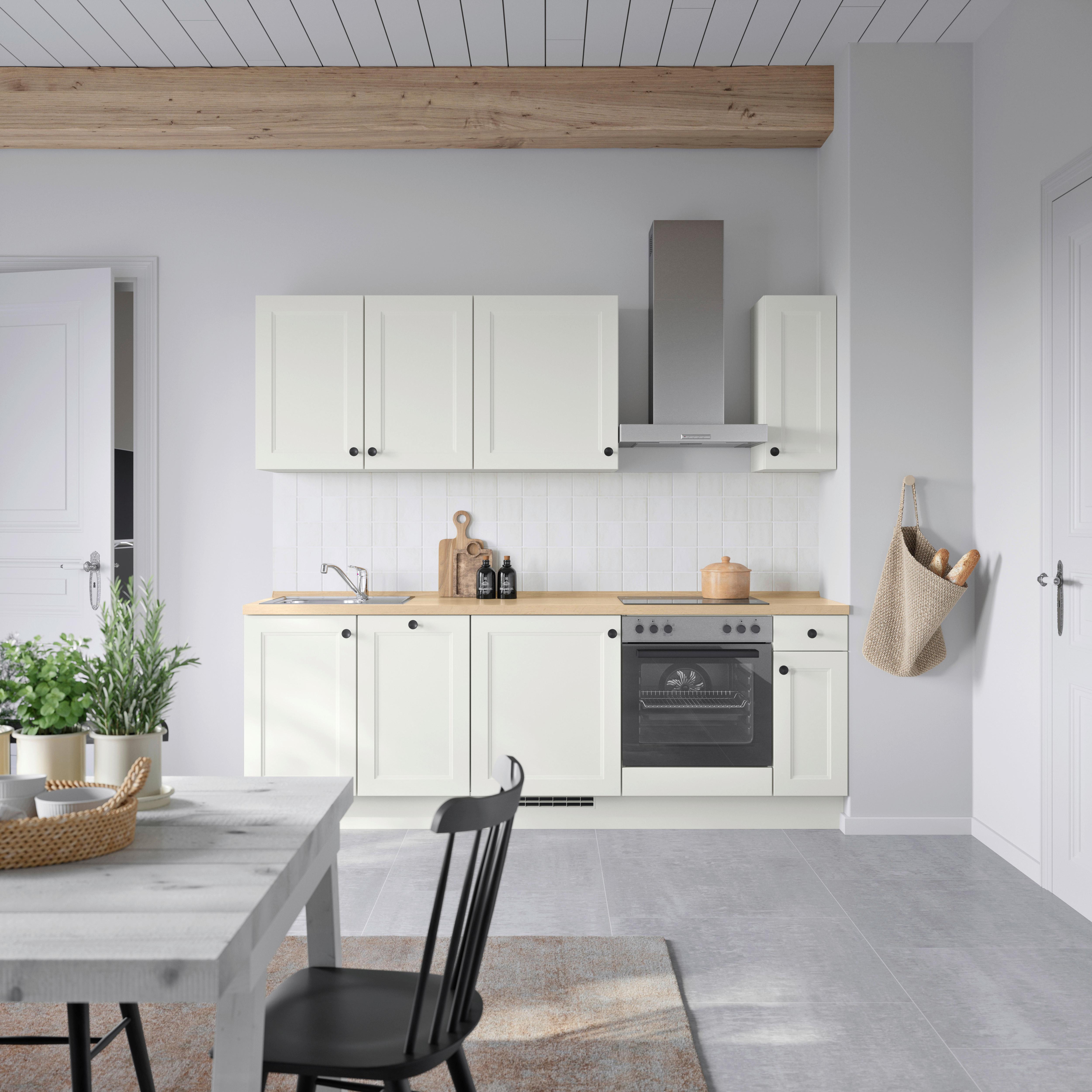 Küchenblock Cascada Low m. Geräten Weiß - Eichefarben/Schwarz, MODERN, Holzwerkstoff/Metall (240cm) - Nobilia