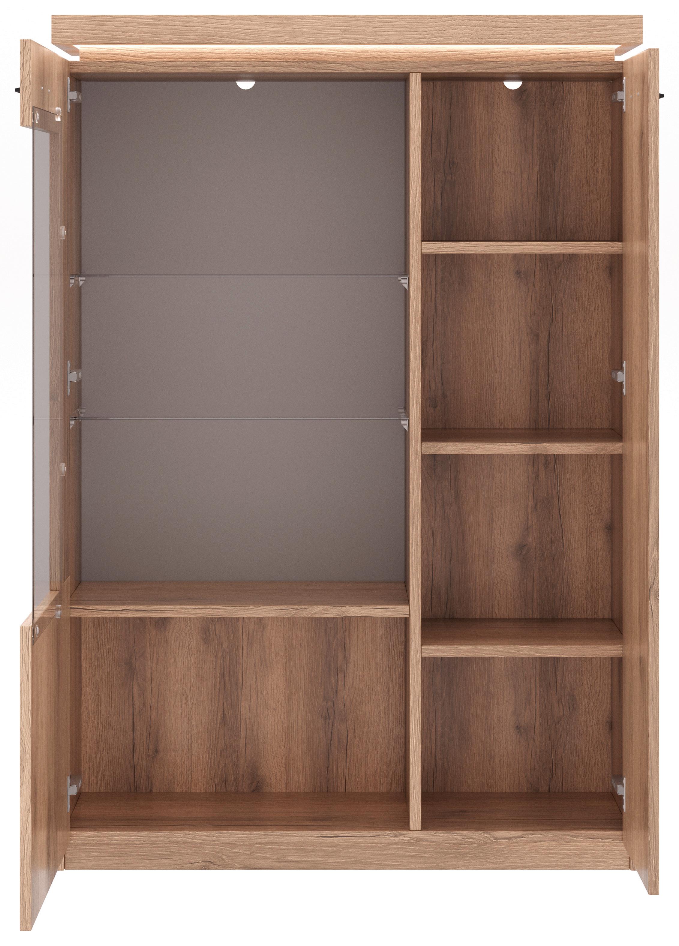 Vitrina Vancouver, Z Osvetlitvijo - barve hrasta/antracit, Moderno, kovina/steklo (98/143/38cm) - Mömax