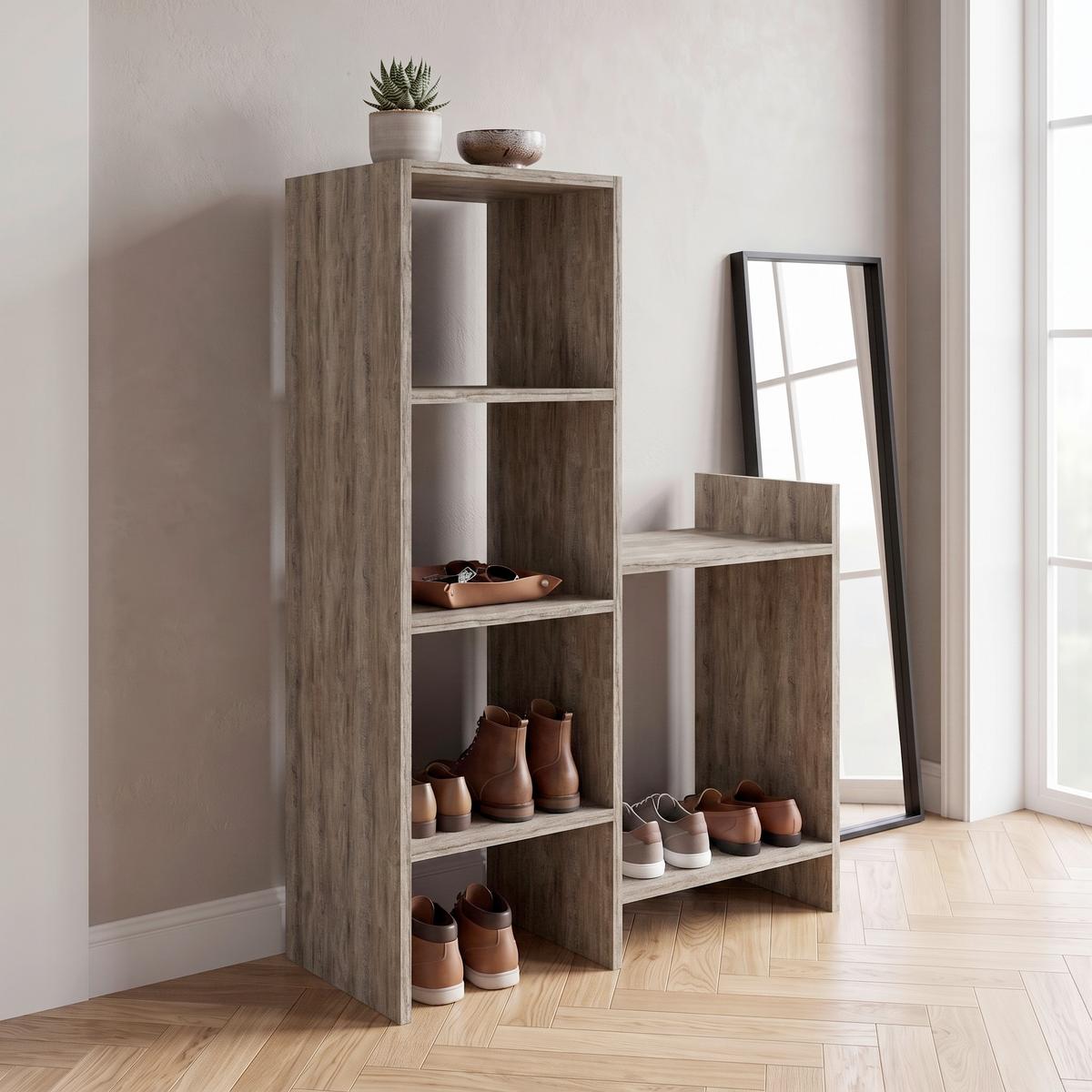 Schuhregal "Earl", Eiche dunkel - Eiche dunkel, Design, Holzwerkstoff (85,6/120/35,6cm) - Livetastic