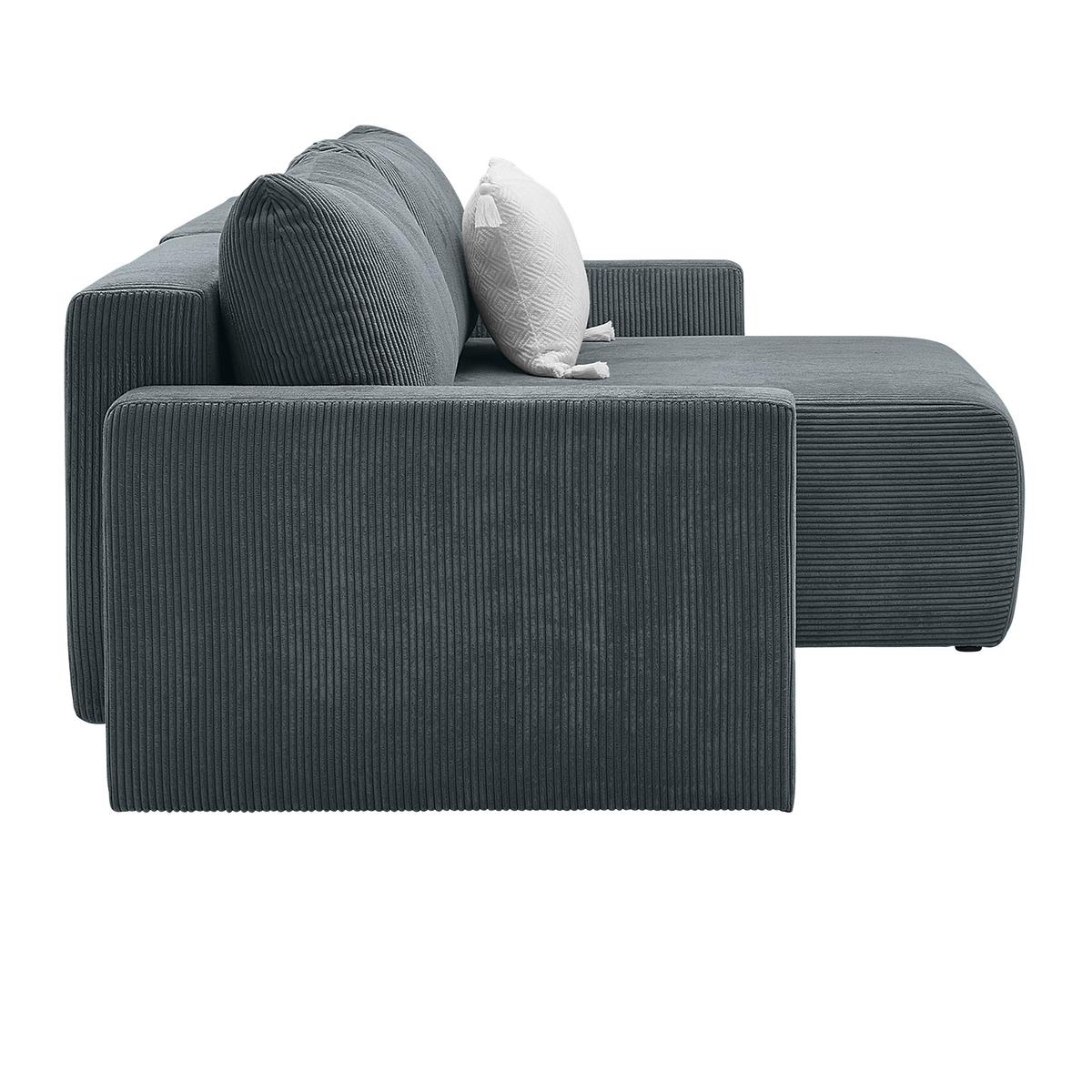 Ecksofa Dios Dunkelgrau - Dunkelgrau/Schwarz, MODERN, Holz/Kunststoff (228/91/146cm) - Based