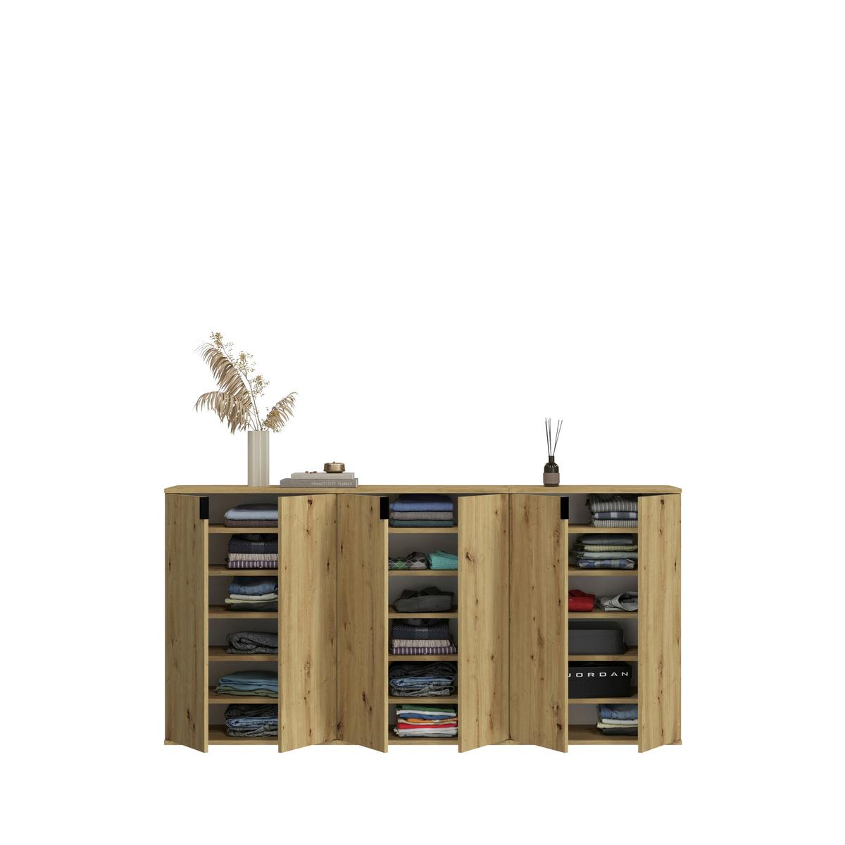 Schuhschrank Projekt X ca.183x99x34cm Eichefarben - Schwarz/Eiche Artisan, KONVENTIONELL, Holzwerkstoff/Metall (183/99/34cm) - MID.YOU