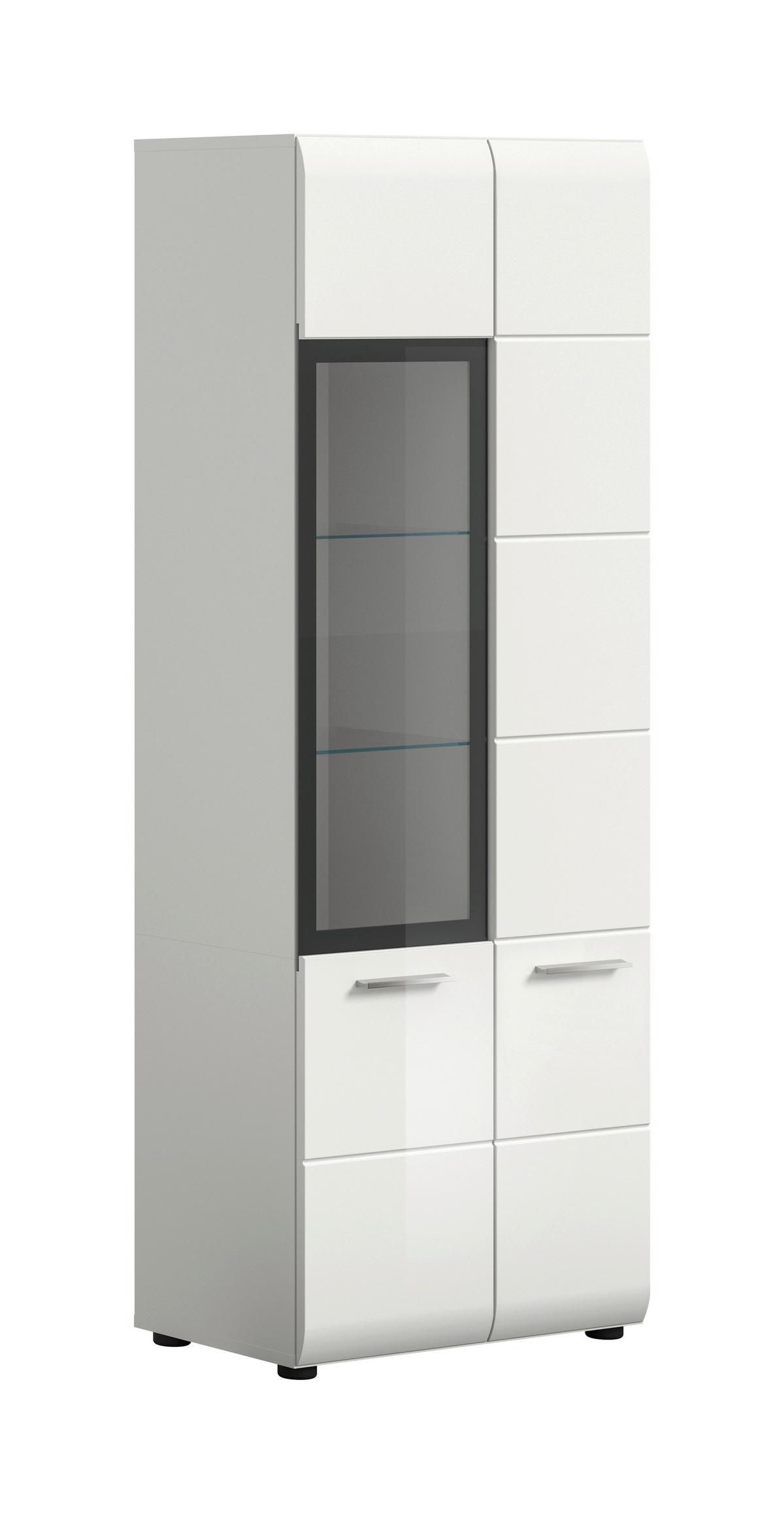 Vitrina Ice, Bela Visok Sijaj - srebrne barve/črna, Design, umetna masa/steklo (60/160/34cm) - Livetastic