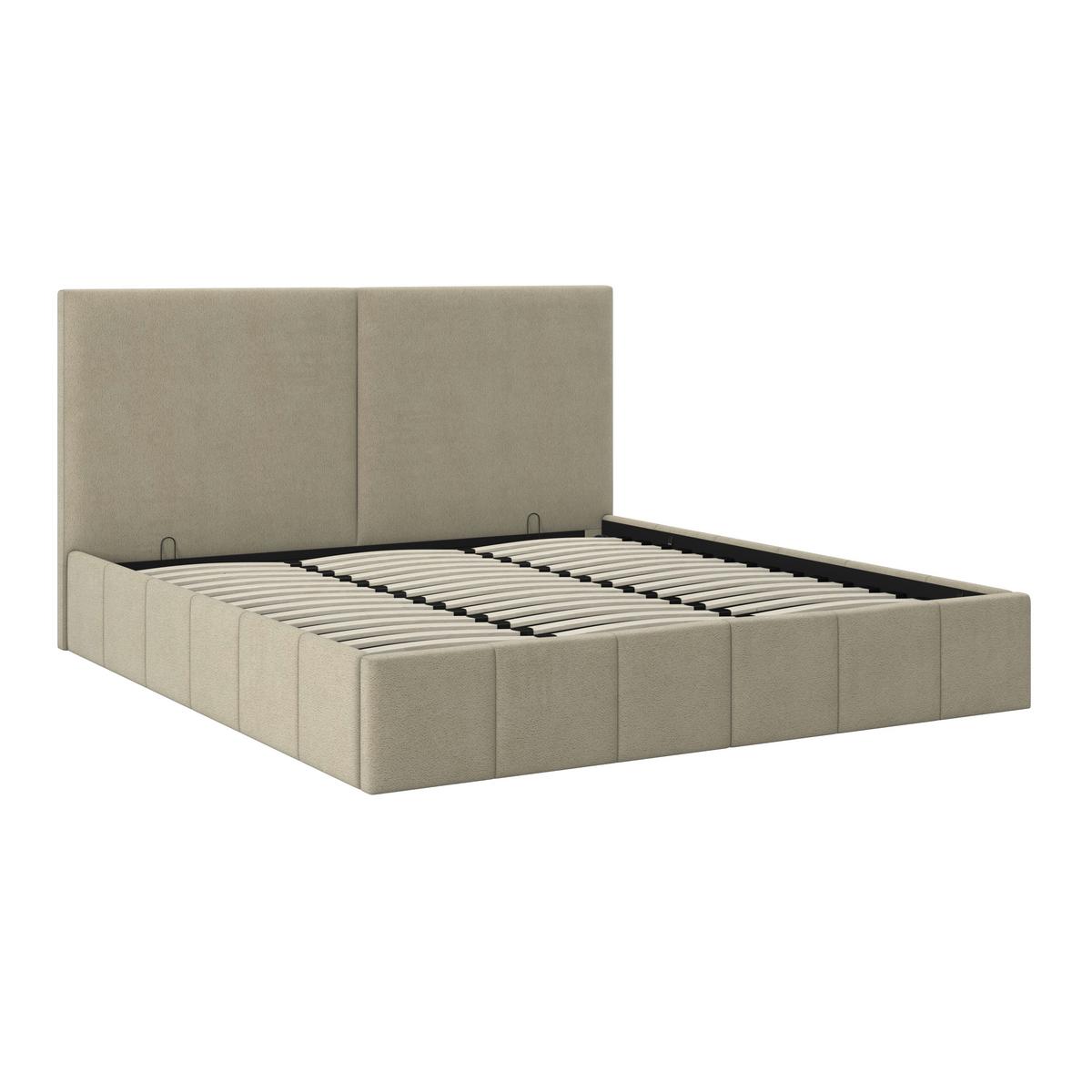 Pat tapițat Serena 180x200 cm Taupe - taupe/negru, Modern, lemn/metal (180/200cm) - Bessagi Home