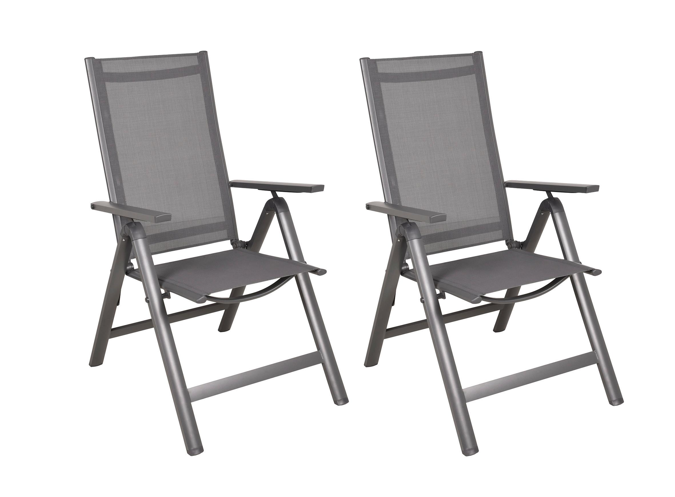 GARTENKLAPPSTUHL-SET HOCHLEHNER LENOLA ANTH,2ER SET - Anthrazit, MODERN, Kunststoff/Metall (59,5/107/73cm) - Gardenson