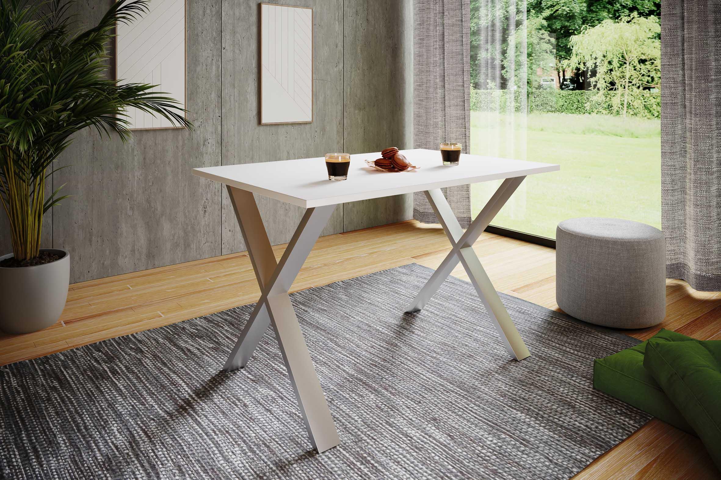Jedilna Miza Xona, Bela, Srebrna - srebrne barve/bela, Basics, kovina/leseni material (110/50/76cm) - MID.YOU