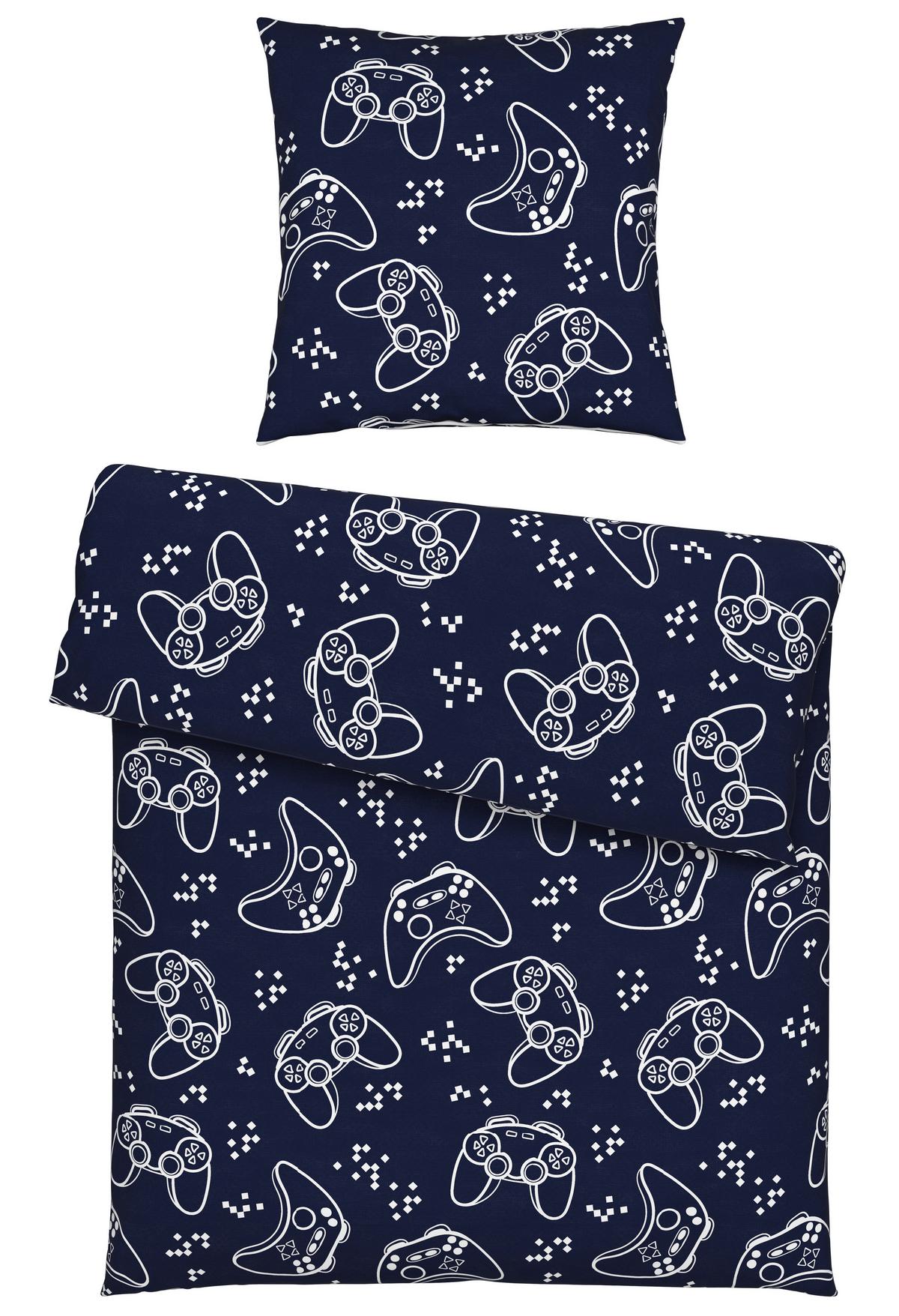 Jugendbettwäsche Gaming Blau/Weiß ca. 135x200cm - Blau, Textil (135/200cm) - Modern Living