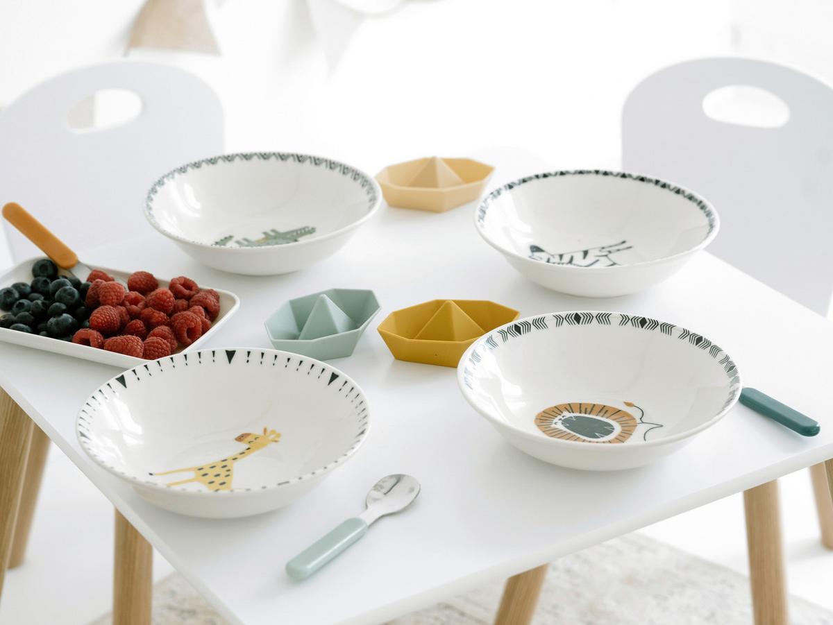 Set Otroških Posodic Safari, 4-Delni - večbarvno/sivobela, Basics, keramika (18,5cm) - Creatable