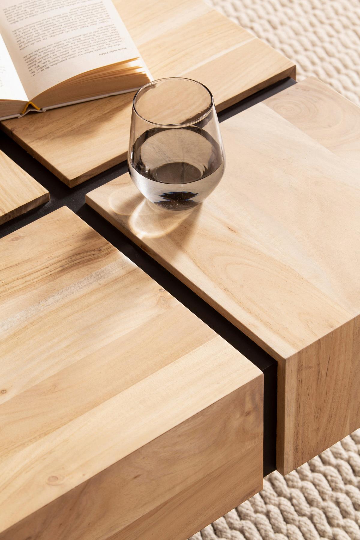 Klubska Miza Wl6.979 - črna/barve akacije, Design, kovina/les (60/60/40cm) - Livetastic